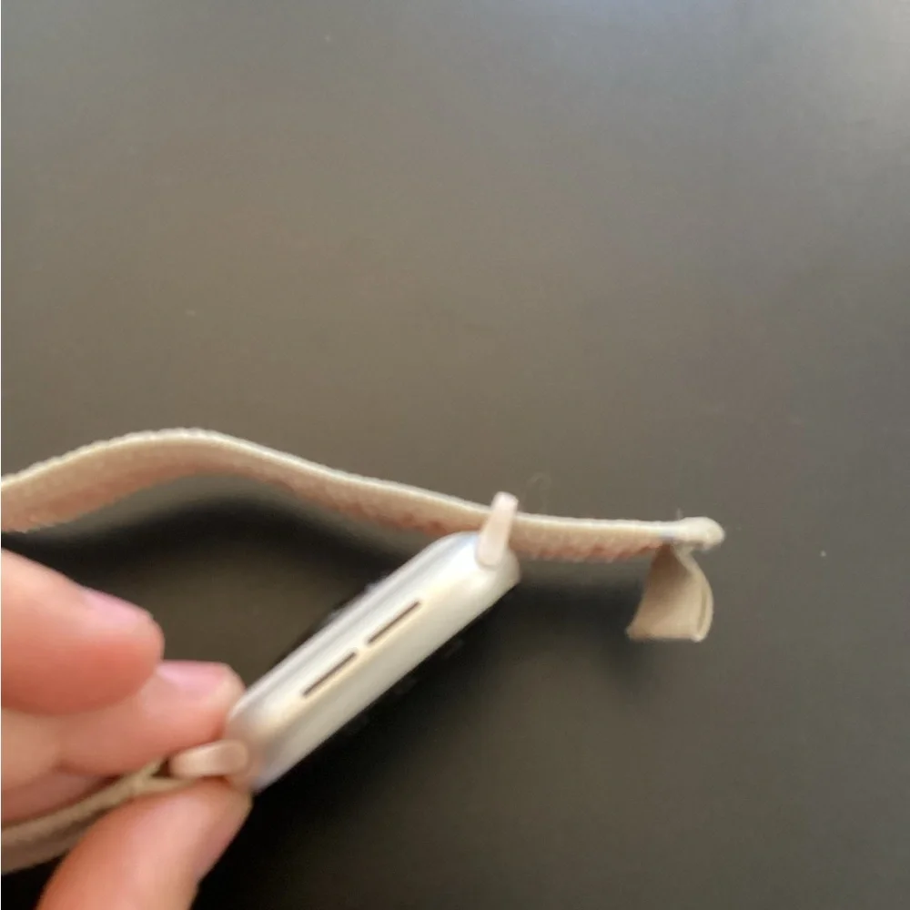 Apple Watch with Pink and Beige Woven Sport Loop Band